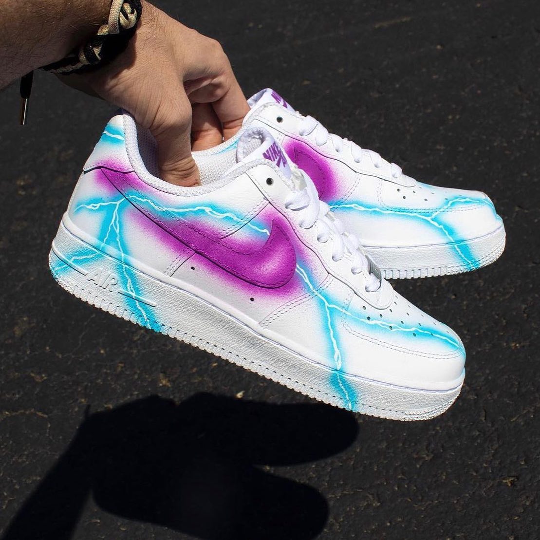 Purple Blue Lightning Custom Sneakers Air Force 1