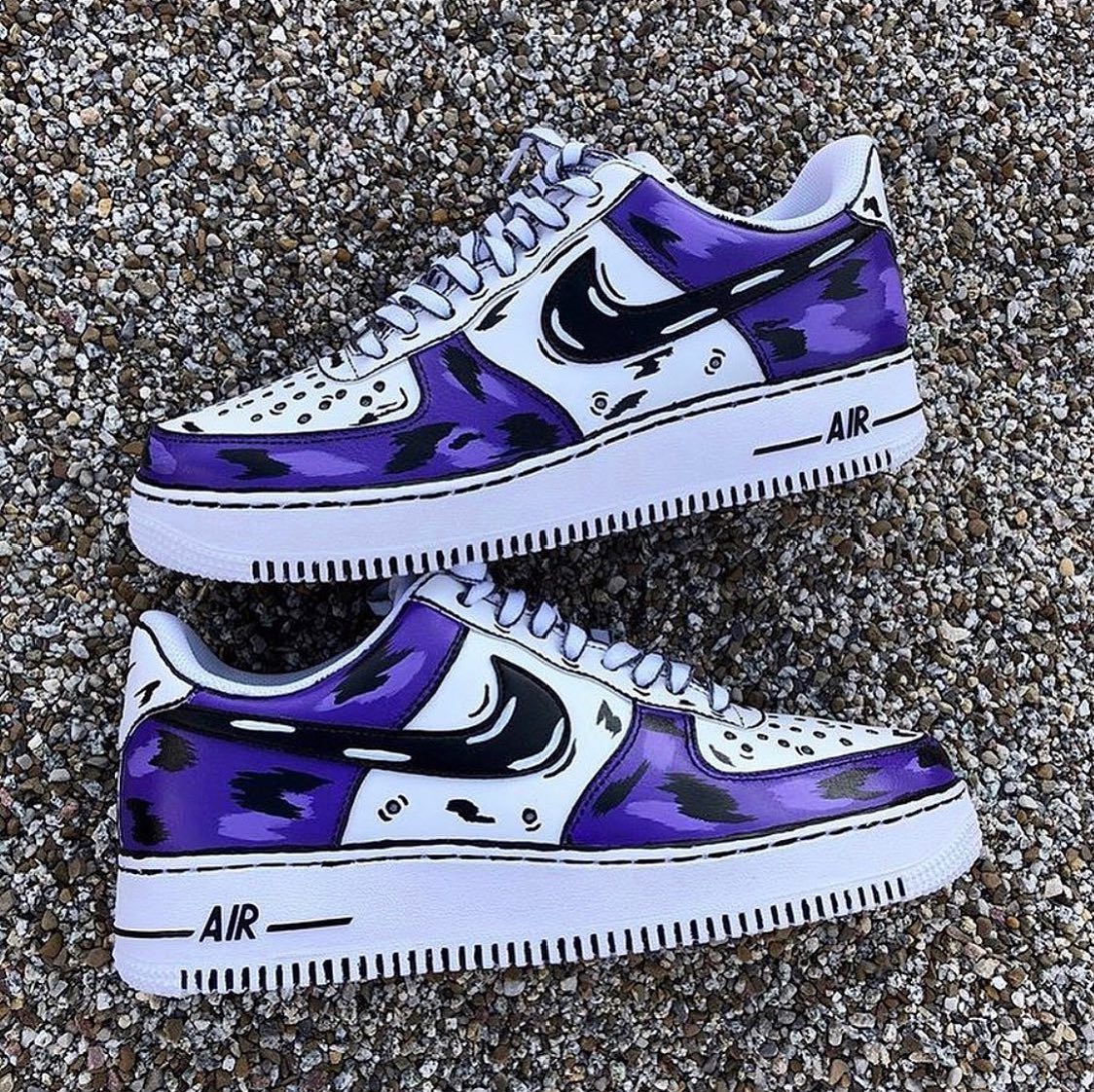 Cartoon Dark Purple Custom Sneakers Air Force 1