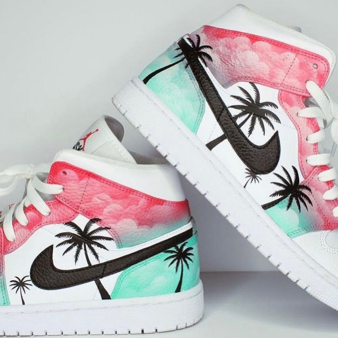 Pastel Palm Custom Sneakers Air Jordan 1