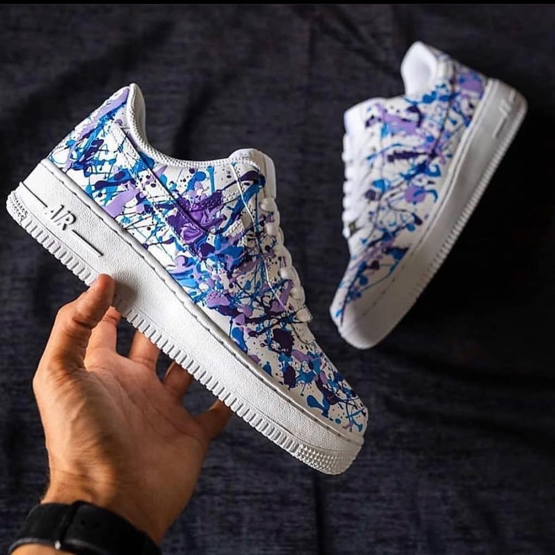 Purple Blue Splatter Custom Sneakers Air Force 1