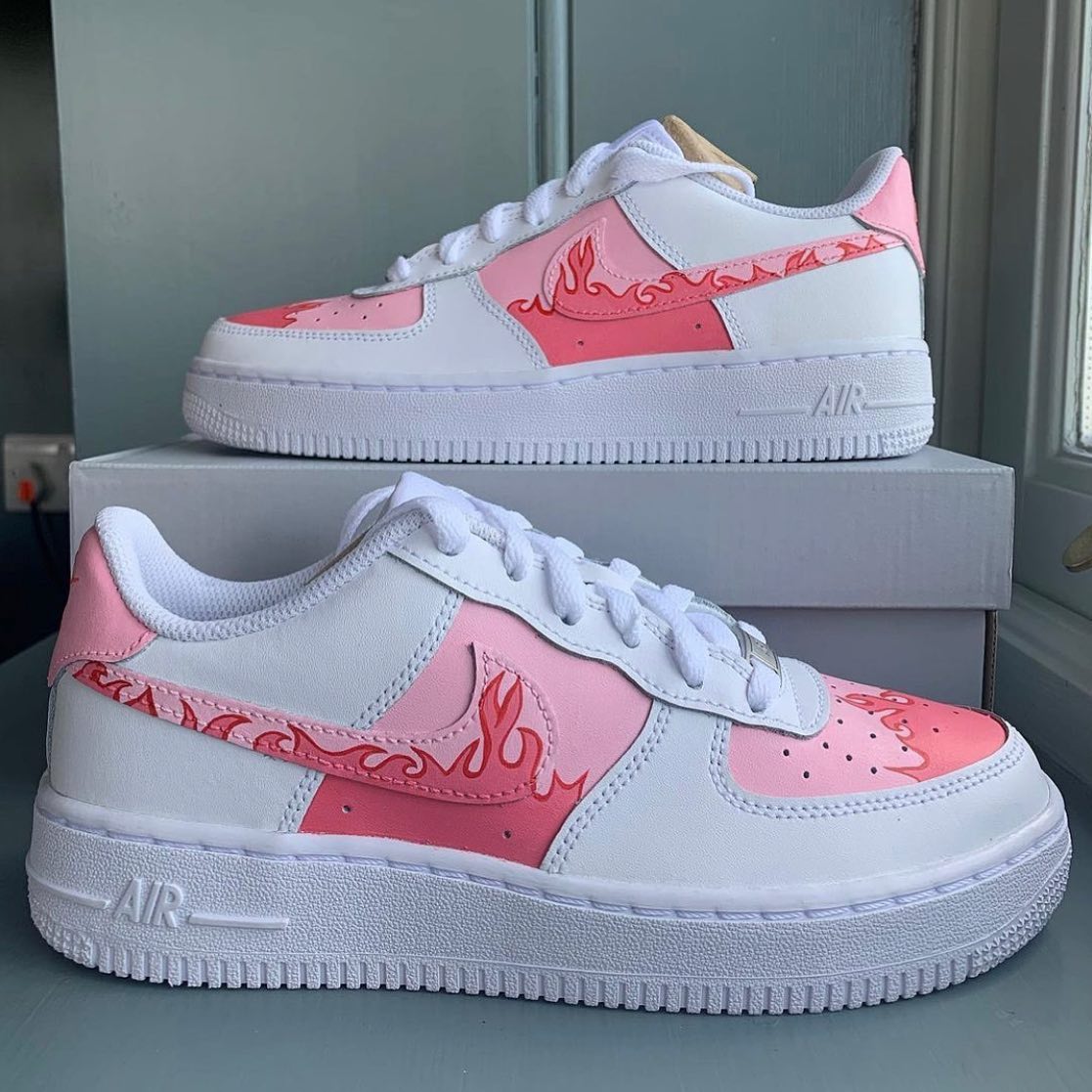 Pink Flame Custom Sneakers Air Force 1