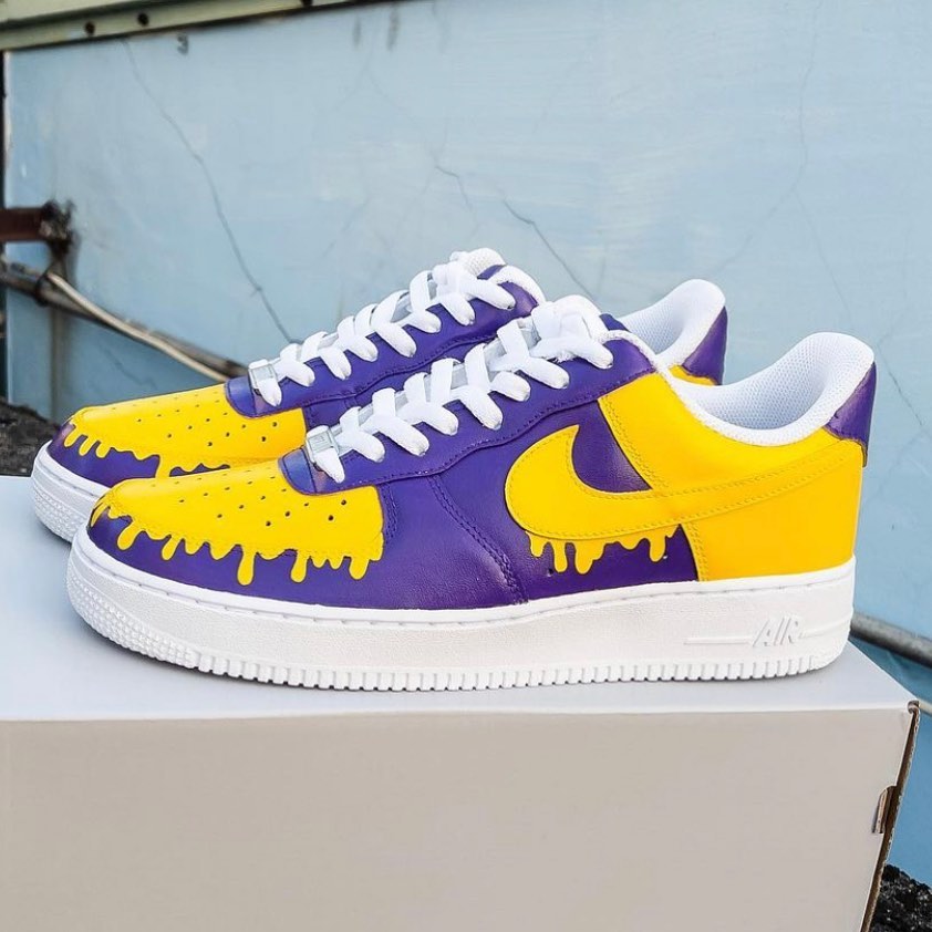 Purple Yellow Dripping Custom Sneakers Air Force 1