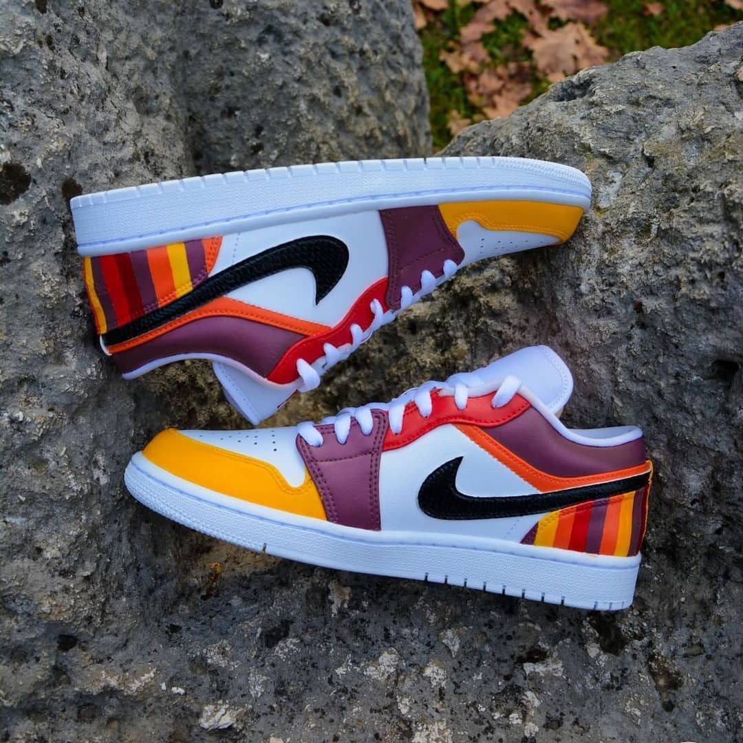 Tricolor Stripes Custom Sneakers Air Jordan 1 Low