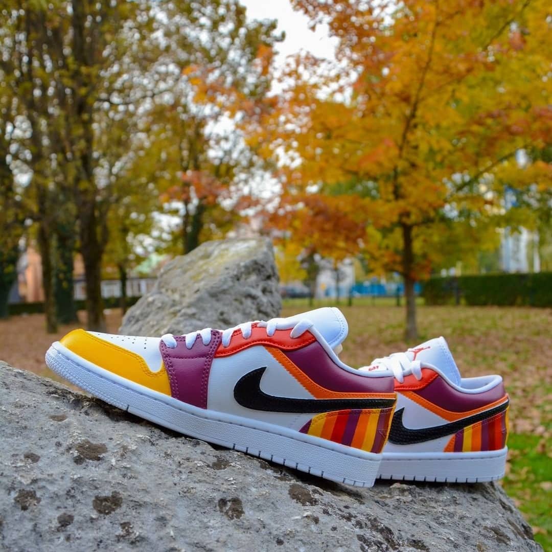 Tricolor Stripes Custom Sneakers Air Jordan 1 Low