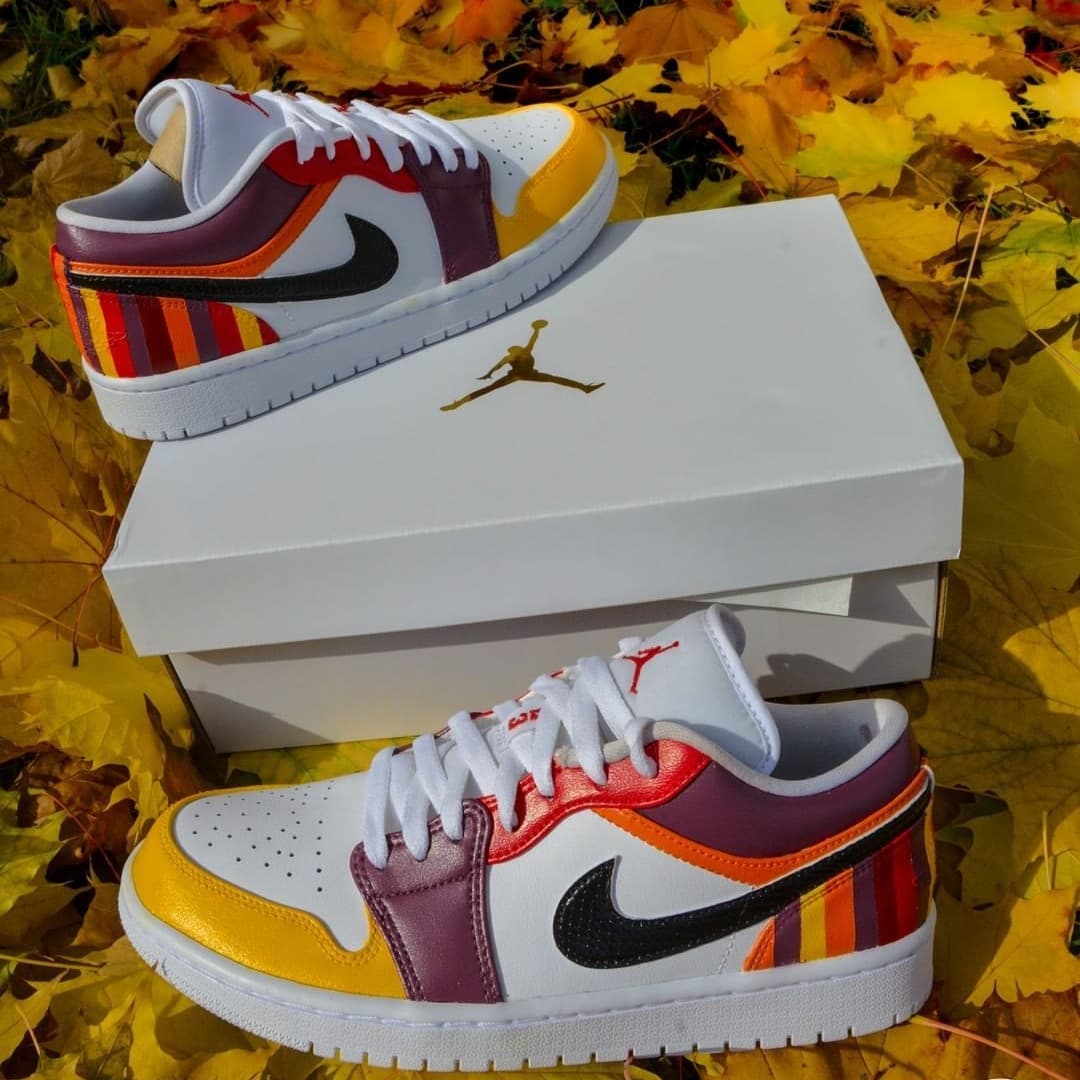 Tricolor Stripes Custom Sneakers Air Jordan 1 Low