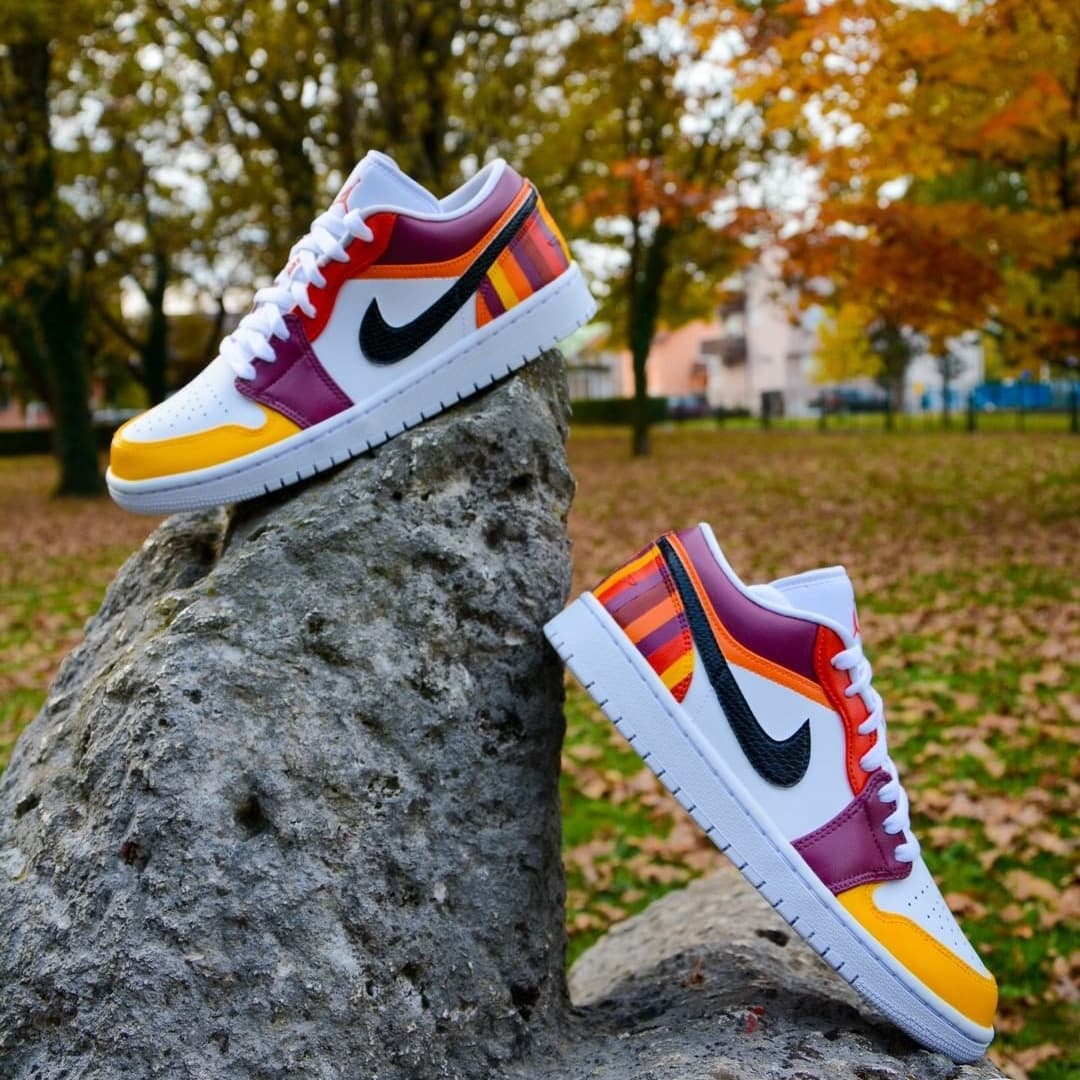 Tricolor Stripes Custom Sneakers Air Jordan 1 Low