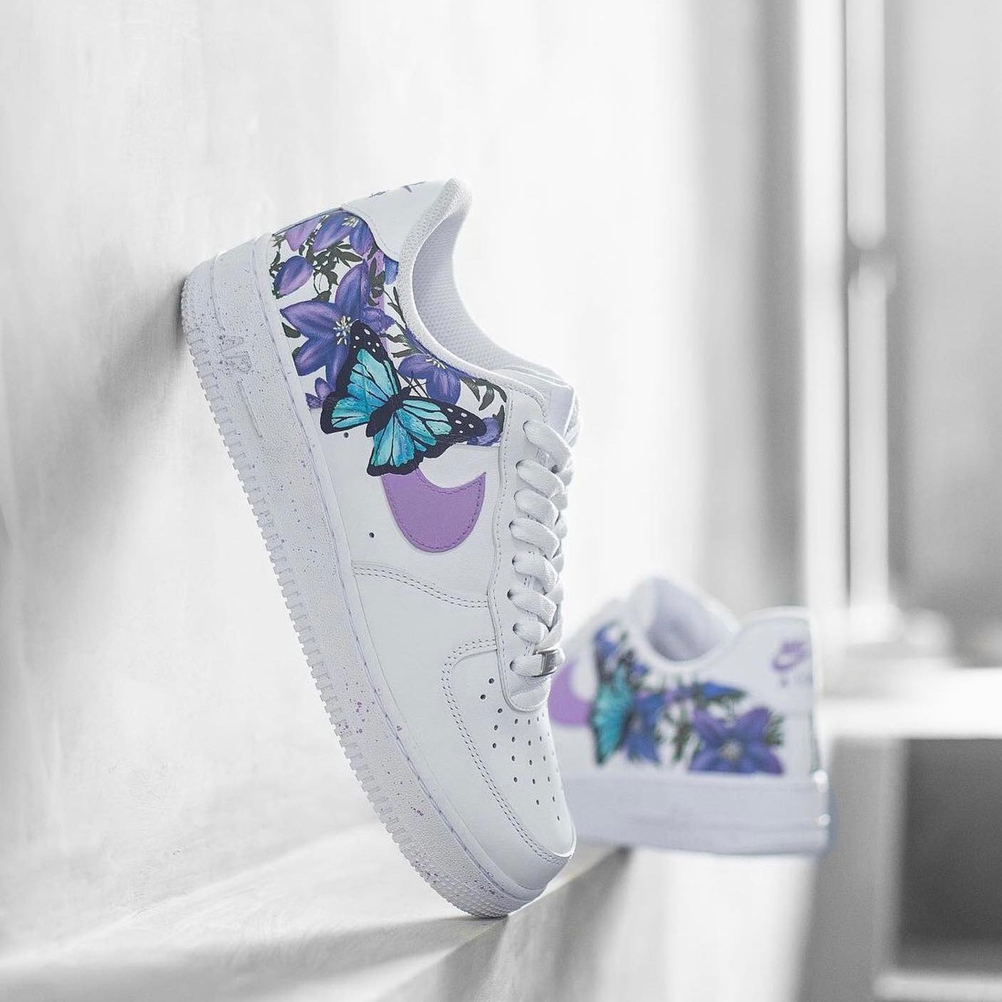 Purple Butterfly Flower Custom Sneakers Air Force 1