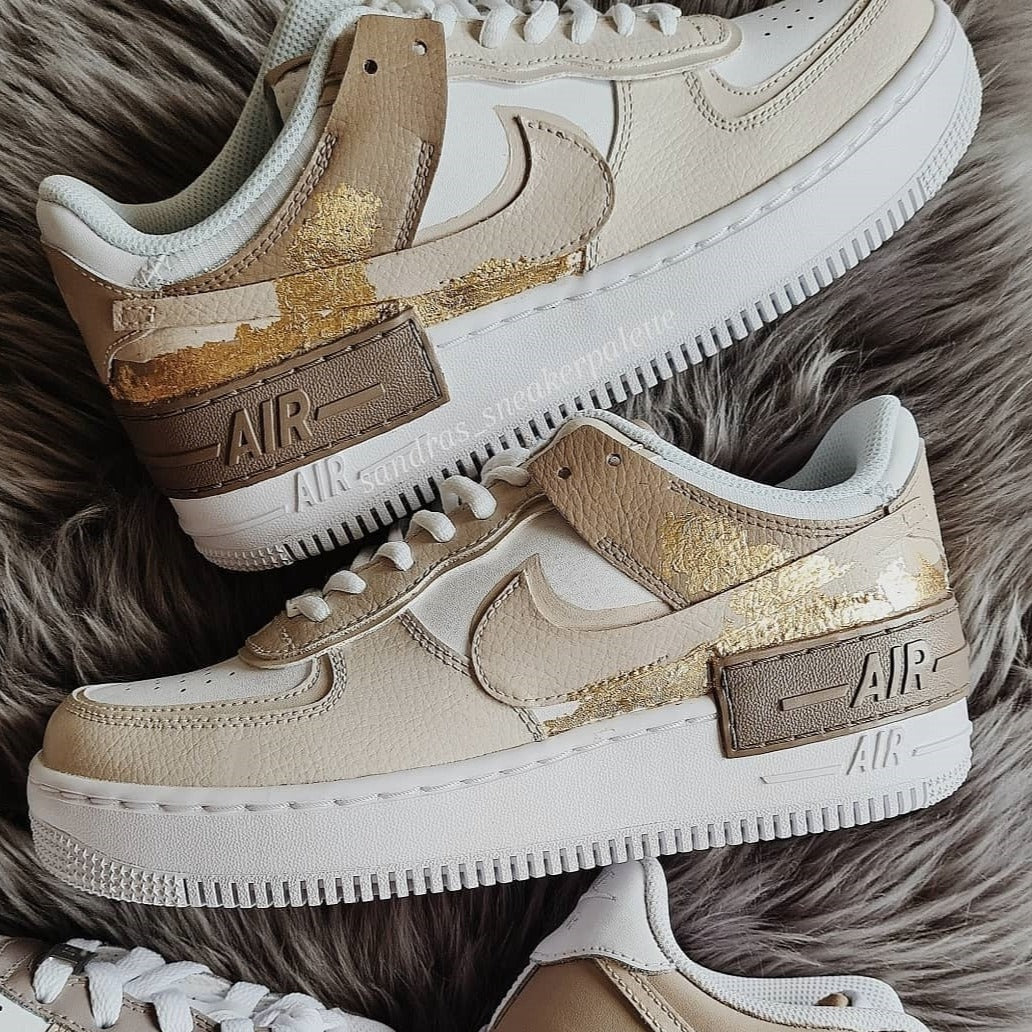 Beige Golden Shadow Custom Sneakers Air Force 1