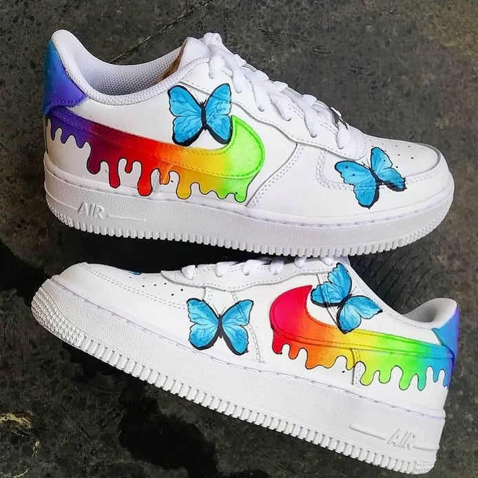 Butterfly Colorful Dripping Custom Sneakers Air Force 1