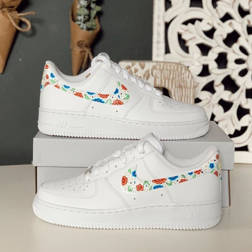 Red Blue Flower Custom Sneakers Air Force 1