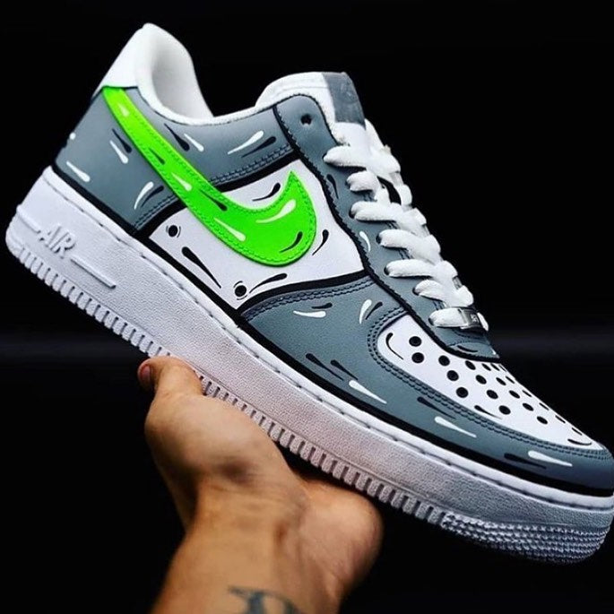 Grey Neon Cartoon Custom Sneakers Air Force 1