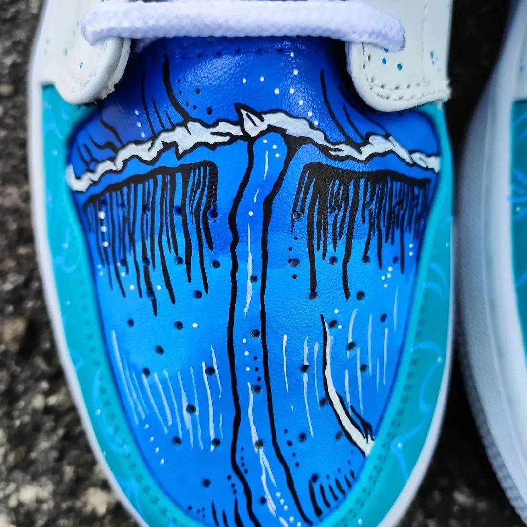 Blue Cartoon Wave Custom Sneakers Air Jordan 1