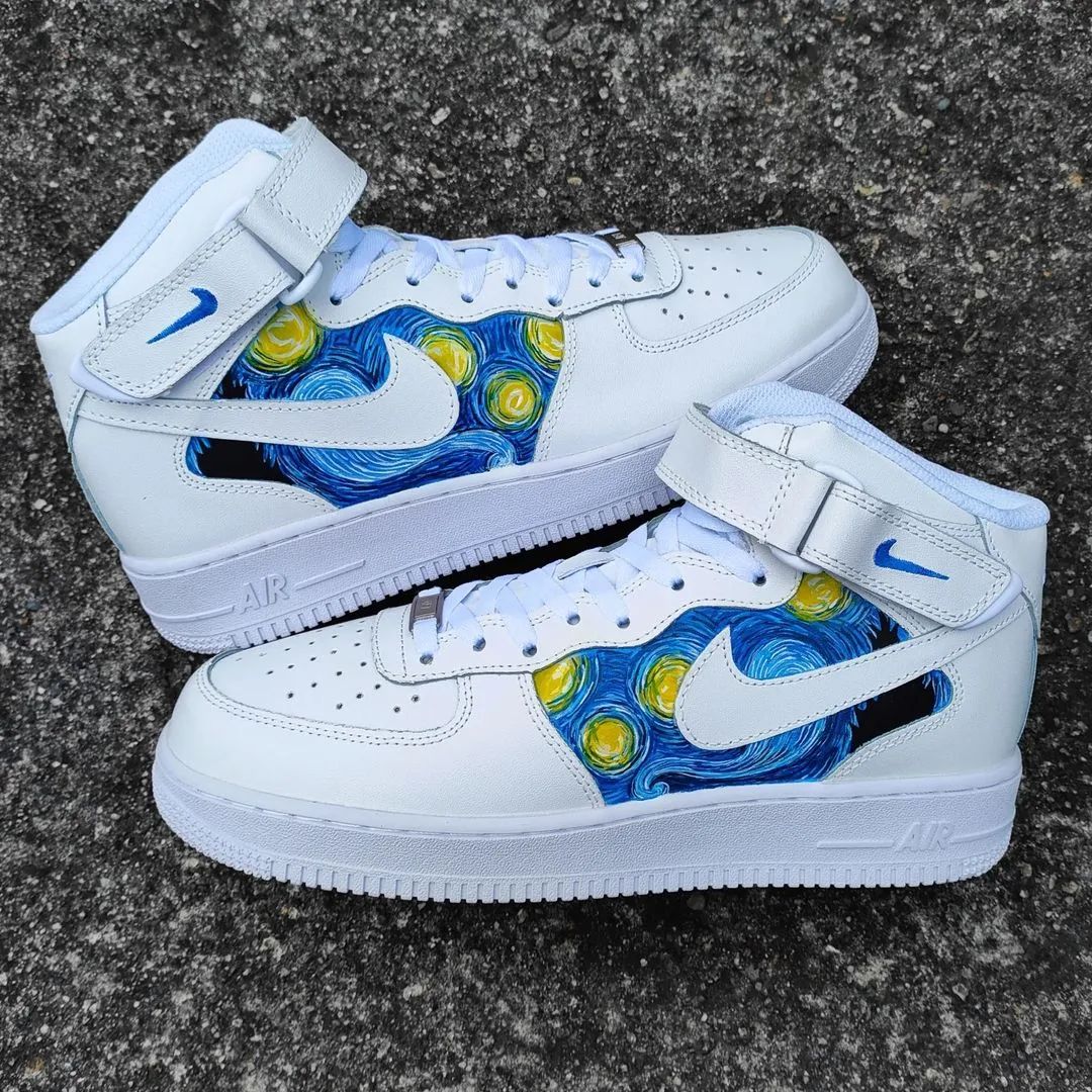 Blue Starry Custom Sneakers Air Force 1 Mid