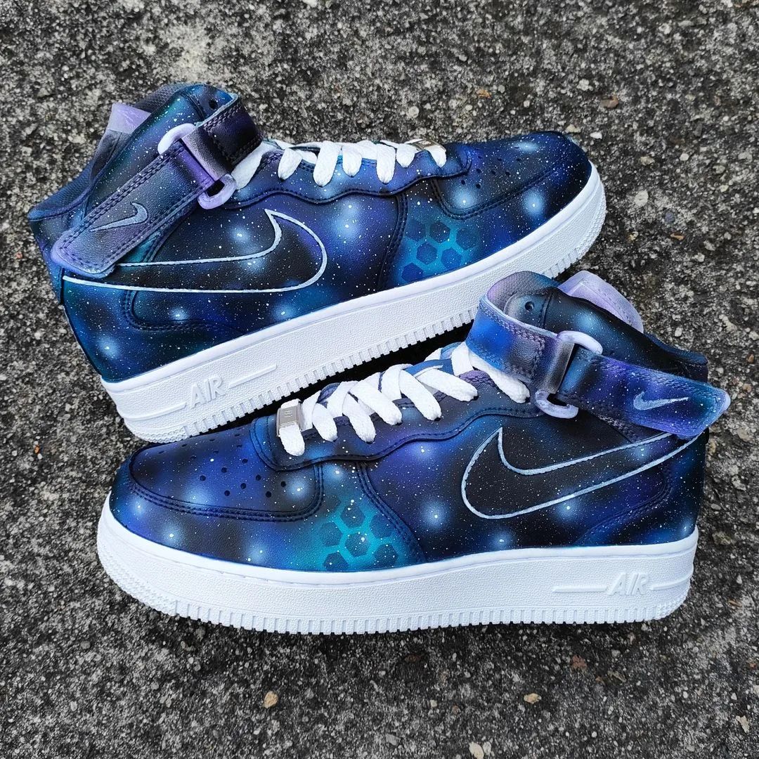 Blue Universe Custom Sneakers Air Force 1 Mid