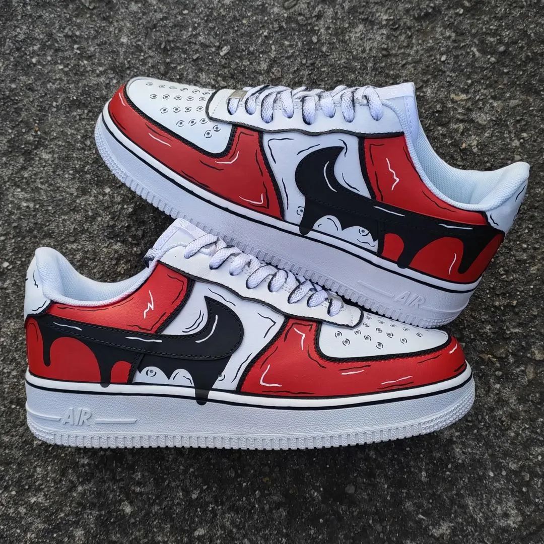 Red Cartoon Dripping Custom Sneakers Air Force 1