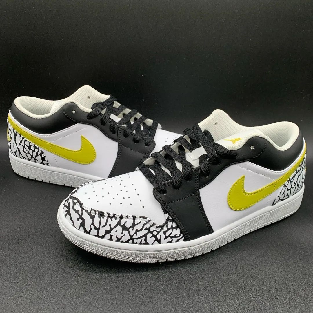 Yellow Black Network Custom Sneakers Air Jordan 1 Low