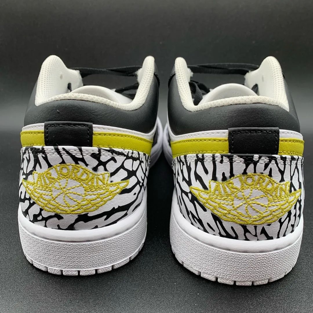 Yellow Black Network Custom Sneakers Air Jordan 1 Low