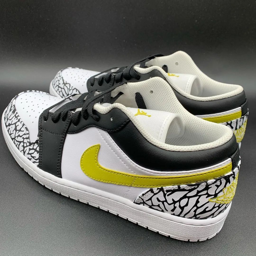 Yellow Black Network Custom Sneakers Air Jordan 1 Low