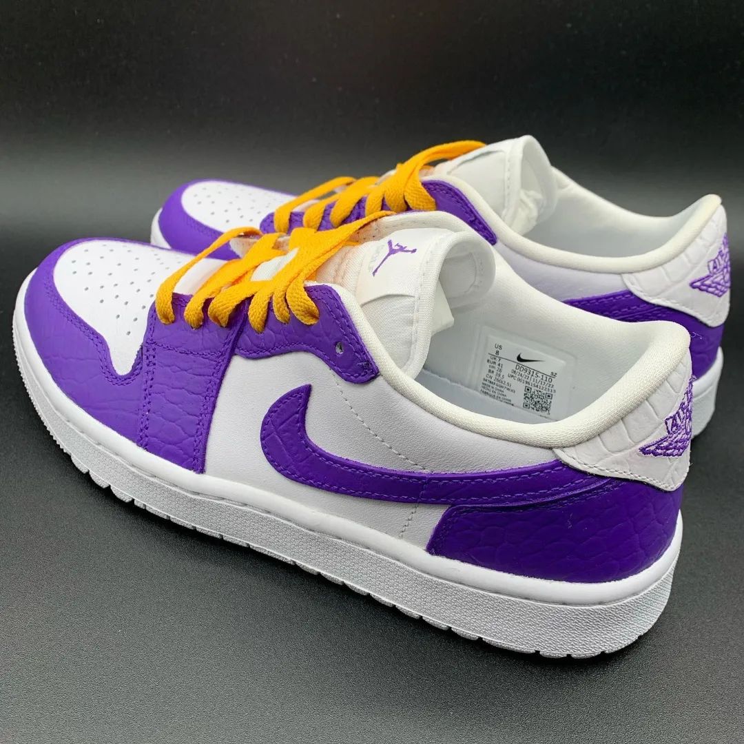 Purple Yellow Custom Sneakers Air Jordan 1 Low