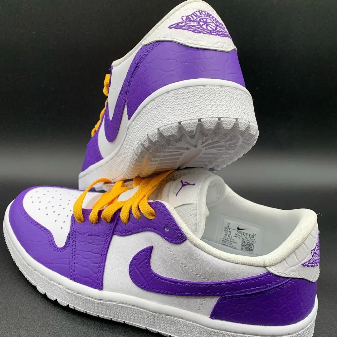 Purple Yellow Custom Sneakers Air Jordan 1 Low