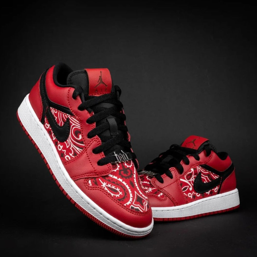 Red Bandana Custom Sneakers Air Jordan 1 Low