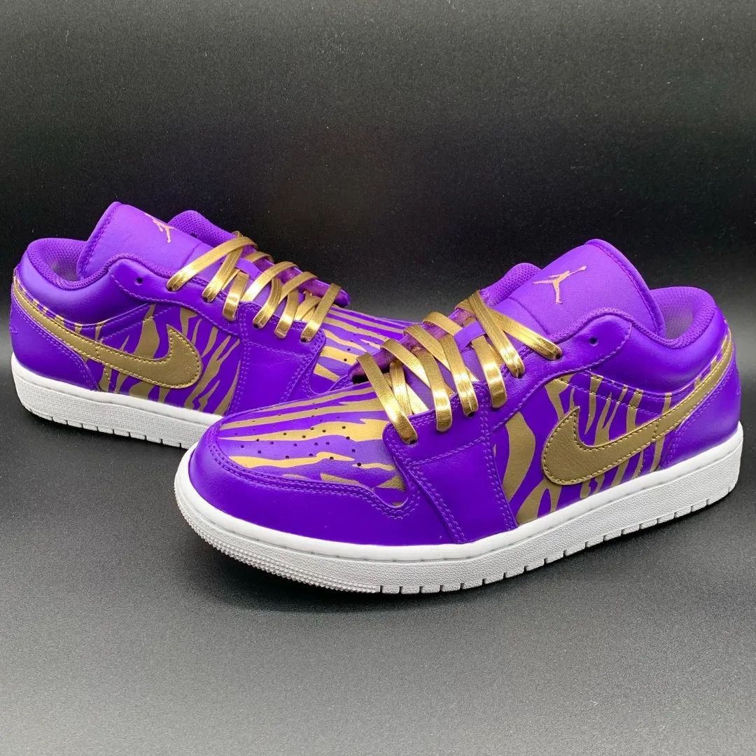 Purple Gold Custom Sneakers Air Jordan 1 Low