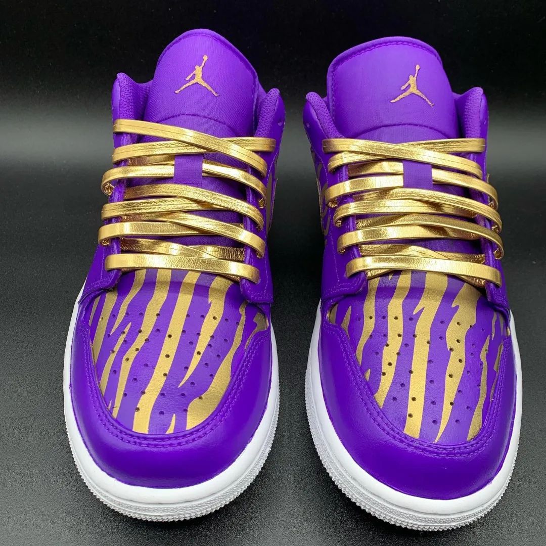 Purple Gold Custom Sneakers Air Jordan 1 Low