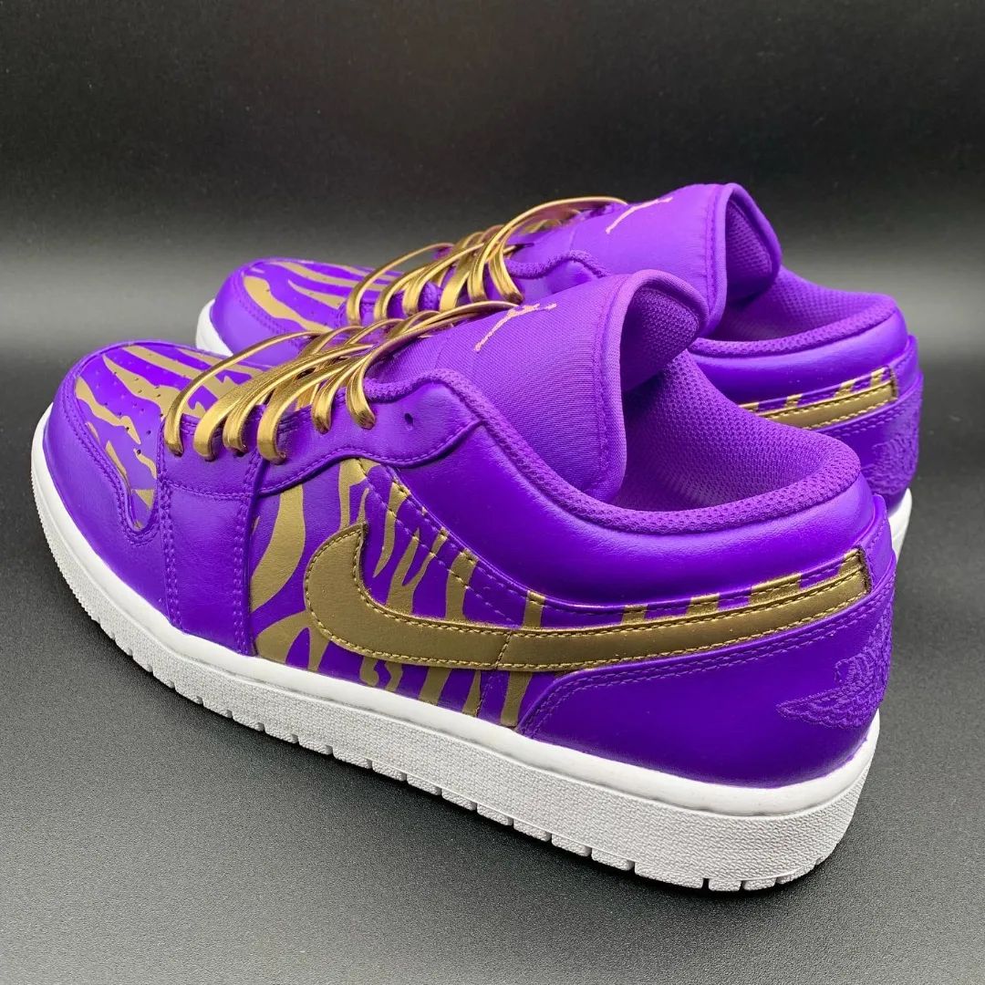 Purple Gold Custom Sneakers Air Jordan 1 Low