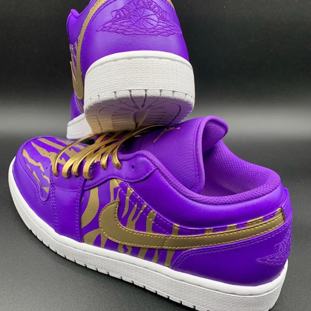 Purple Gold Custom Sneakers Air Jordan 1 Low