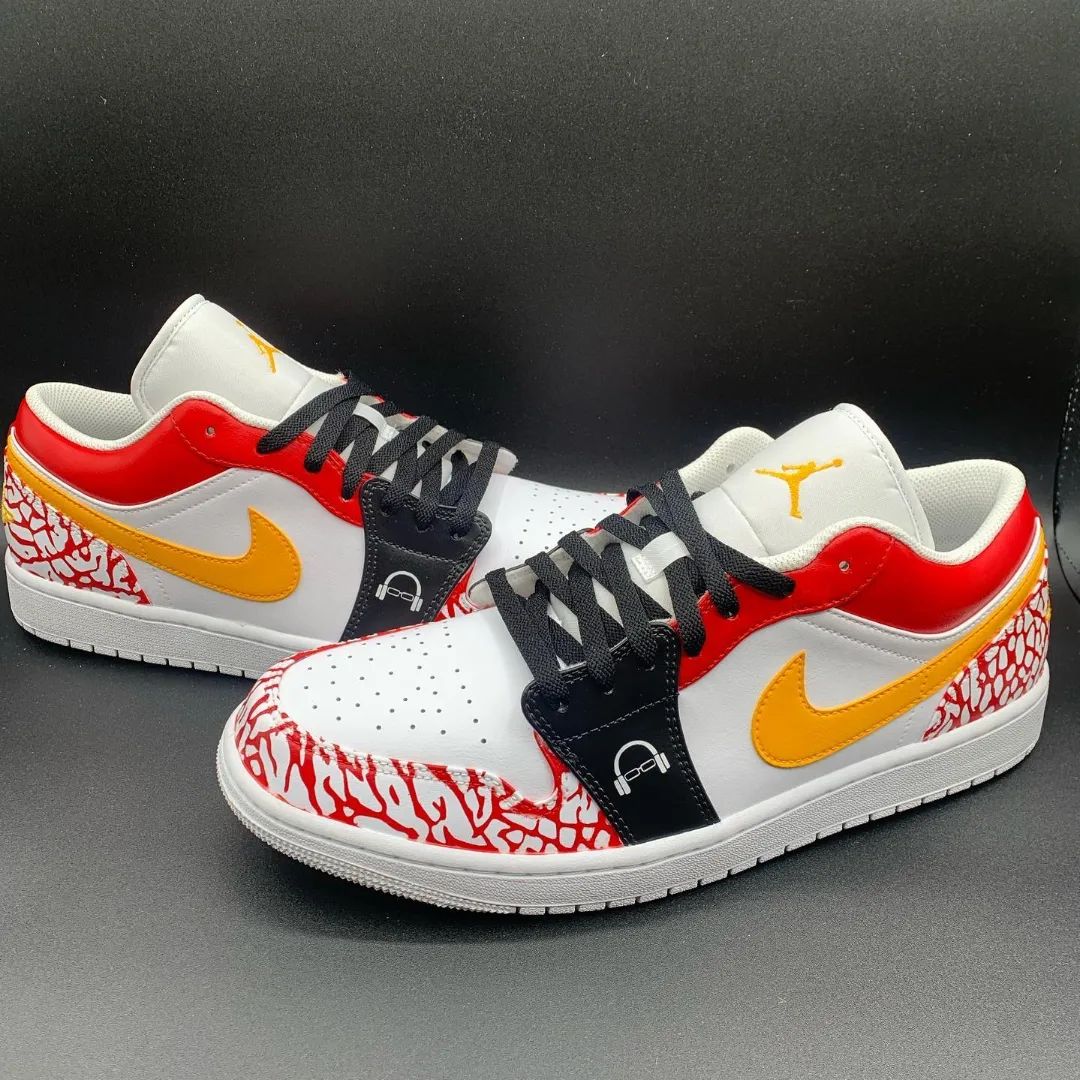 Red Net Custom Sneakers Air Jordan 1 Low