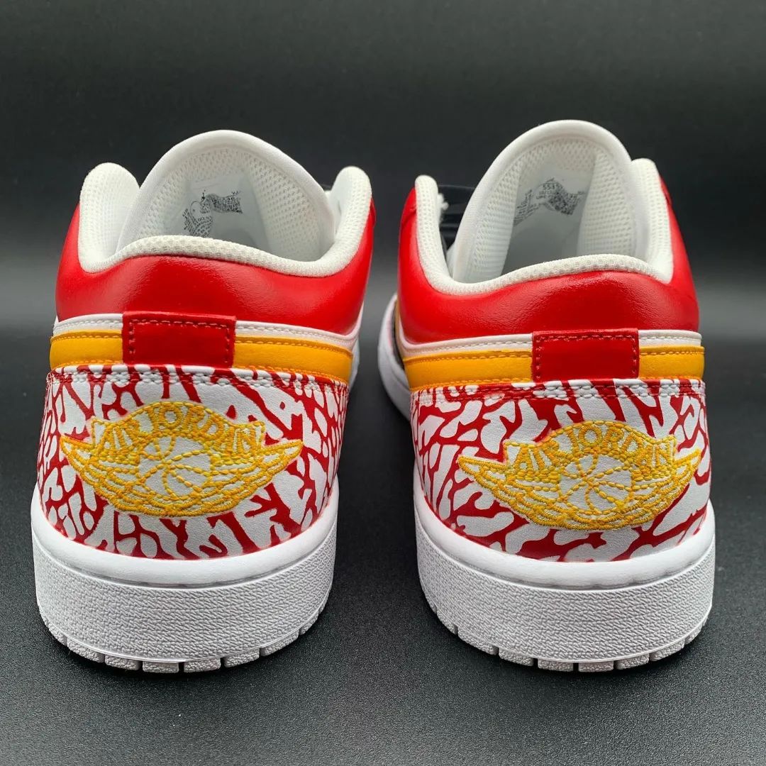 Red Net Custom Sneakers Air Jordan 1 Low