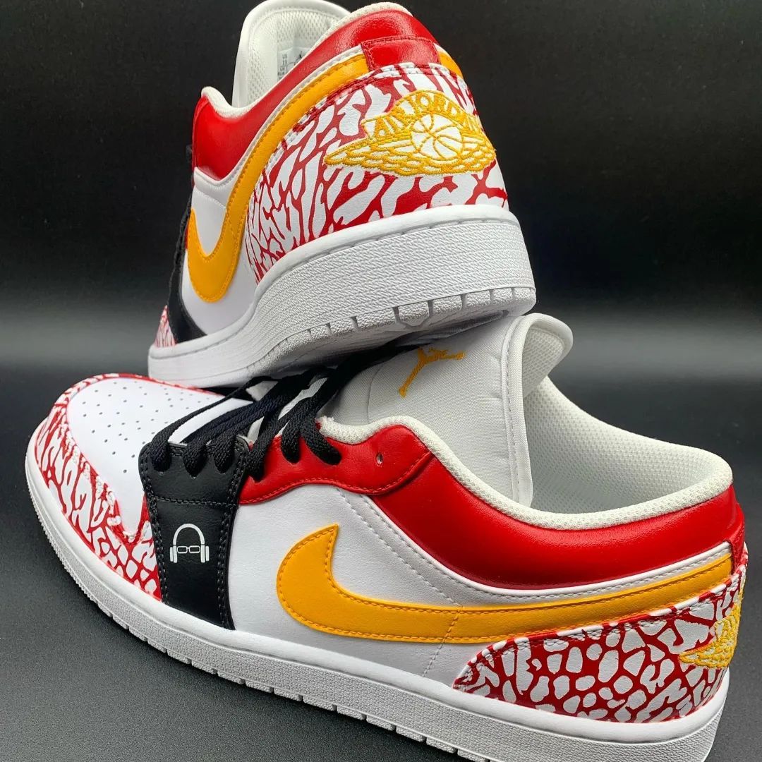 Red Net Custom Sneakers Air Jordan 1 Low