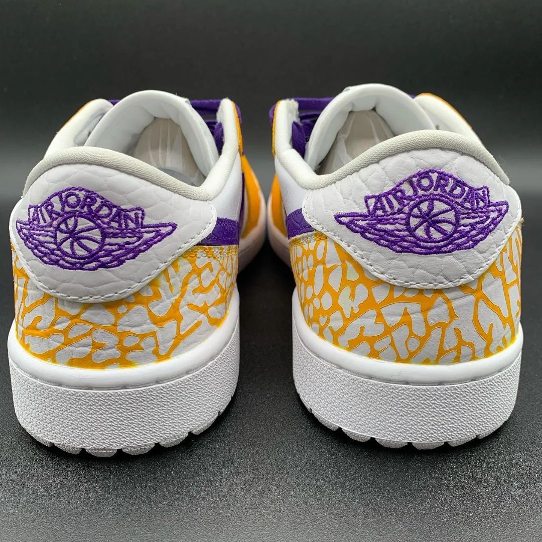 Purple Yellow Net Custom Sneakers Air Jordan 1 Low