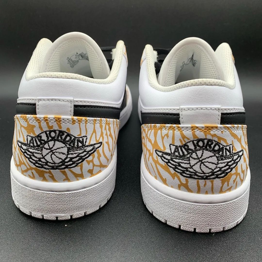 Black Yellow Net Custom Sneakers Air Jordan 1 Low