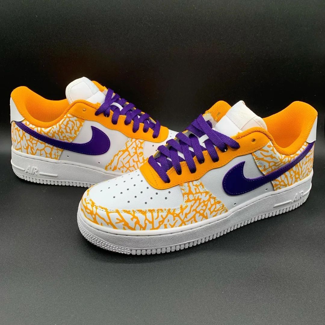 Yellow Net Purple Custom Sneakers Air Jordan 1 Low