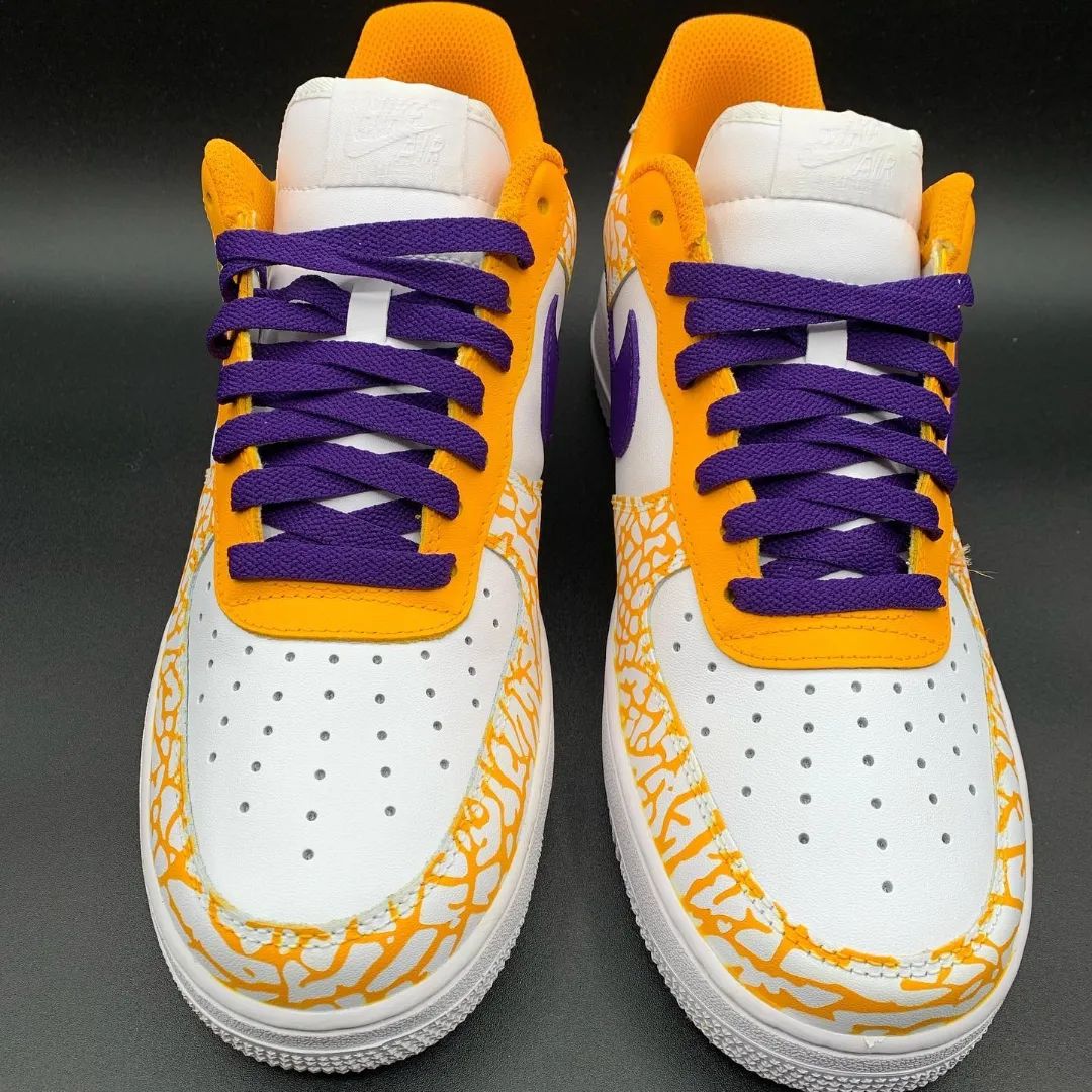 Yellow Net Purple Custom Sneakers Air Jordan 1 Low