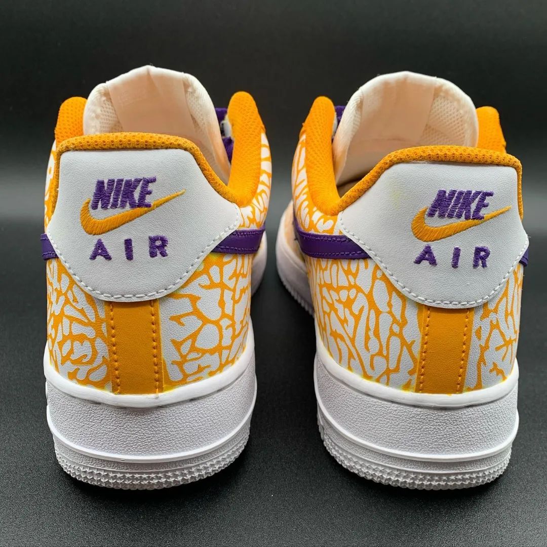 Yellow Net Purple Custom Sneakers Air Jordan 1 Low