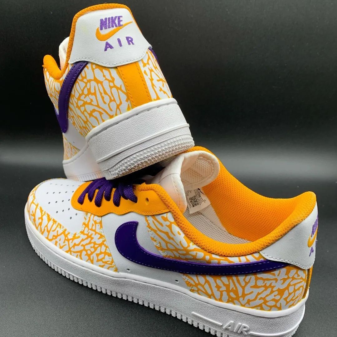 Yellow Net Purple Custom Sneakers Air Jordan 1 Low