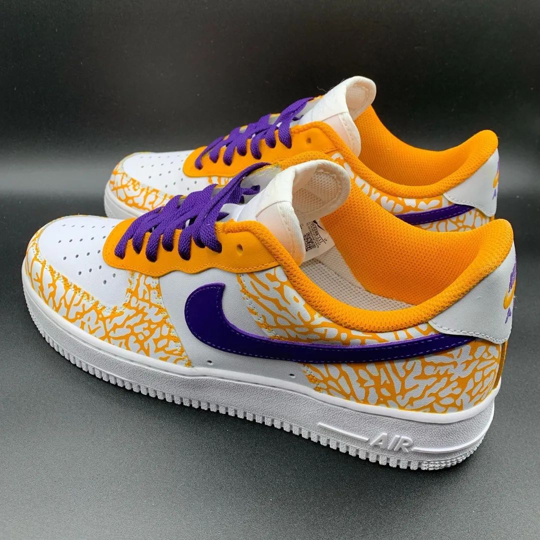 Yellow Net Purple Custom Sneakers Air Jordan 1 Low