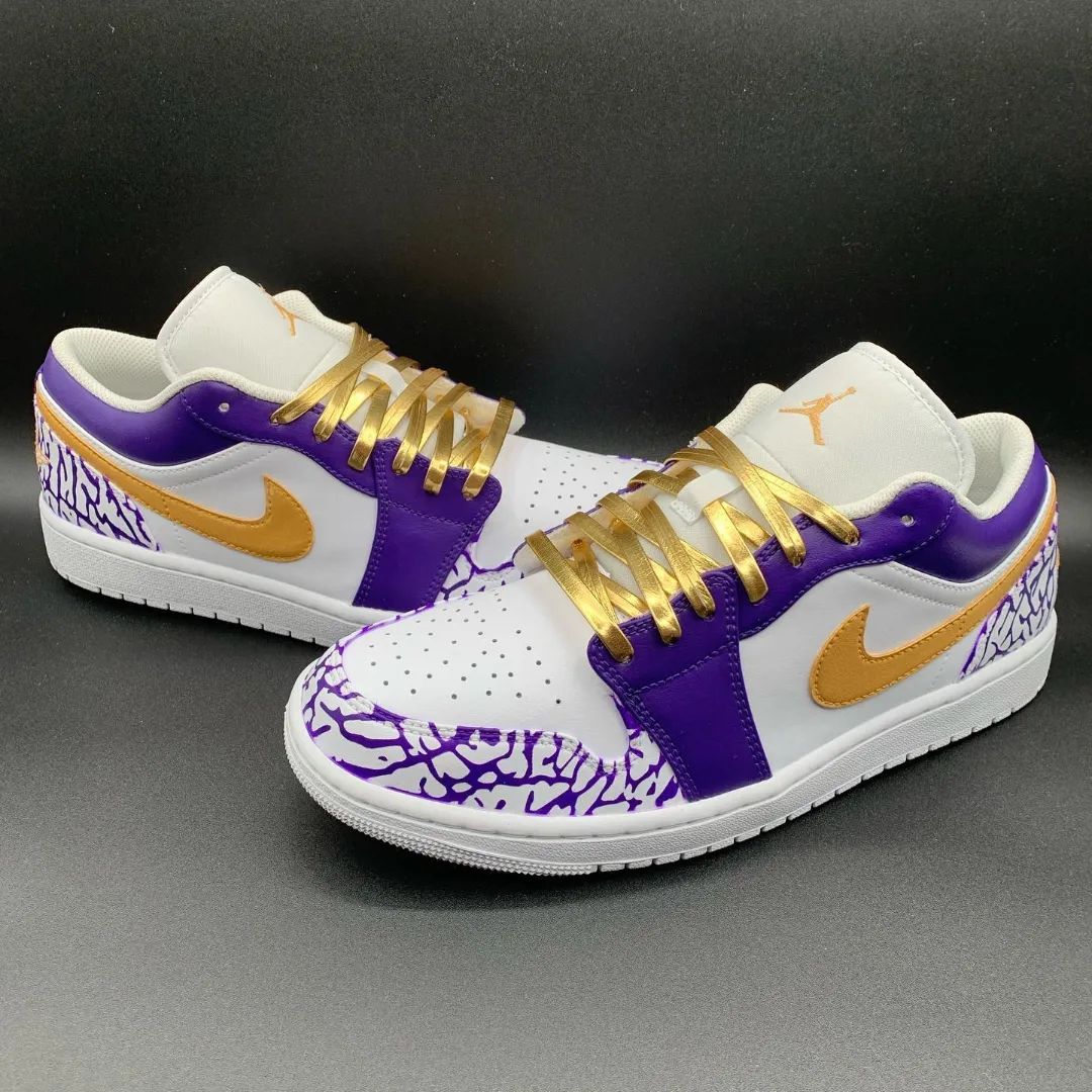 Golden Purple Net Custom Sneakers Air Jordan 1 Low