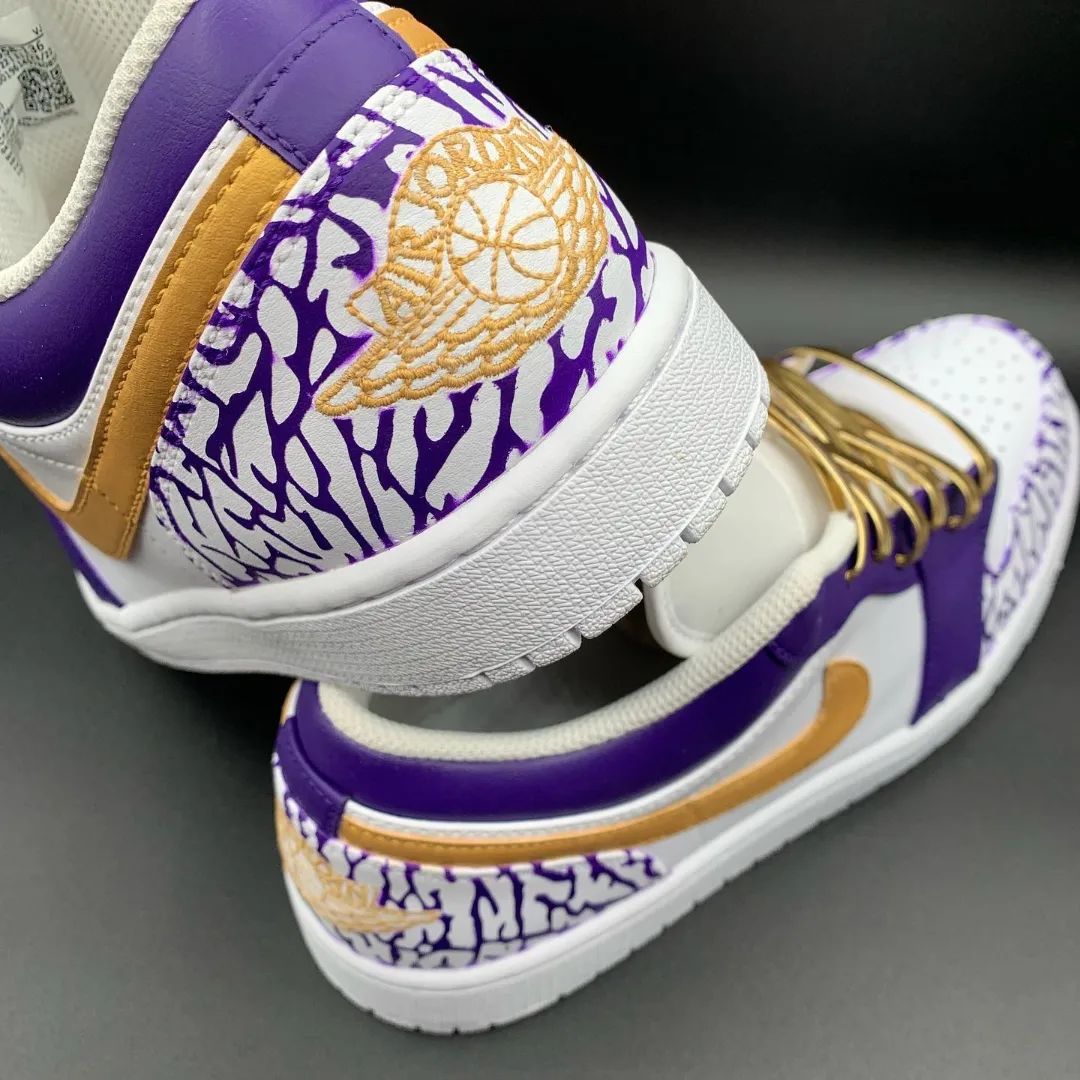 Golden Purple Net Custom Sneakers Air Jordan 1 Low