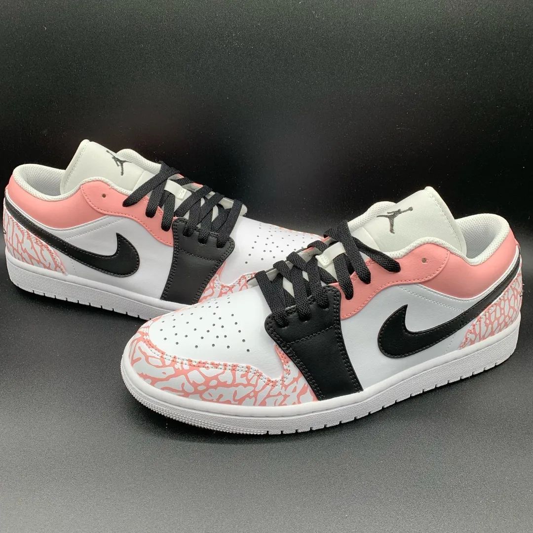 Black Pink Net Custom Sneakers Air Jordan 1 Low