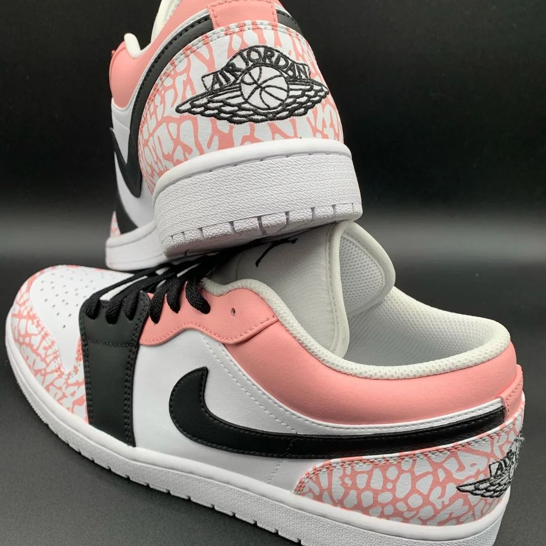 Black Pink Net Custom Sneakers Air Jordan 1 Low