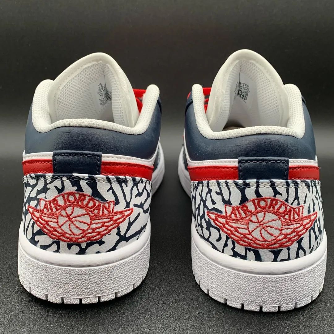 Red Black Net Custom Sneakers Air Jordan 1 Low