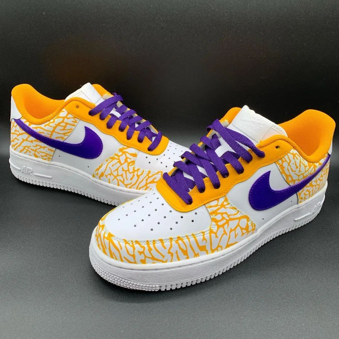 Purple Yellow Net Custom Sneakers Air Force 1