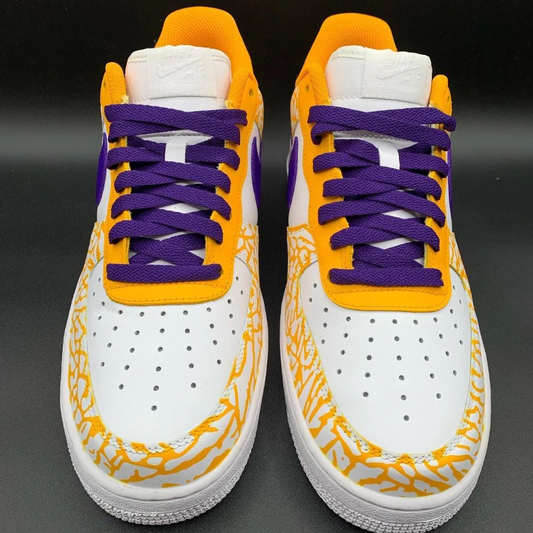 Purple Yellow Net Custom Sneakers Air Force 1