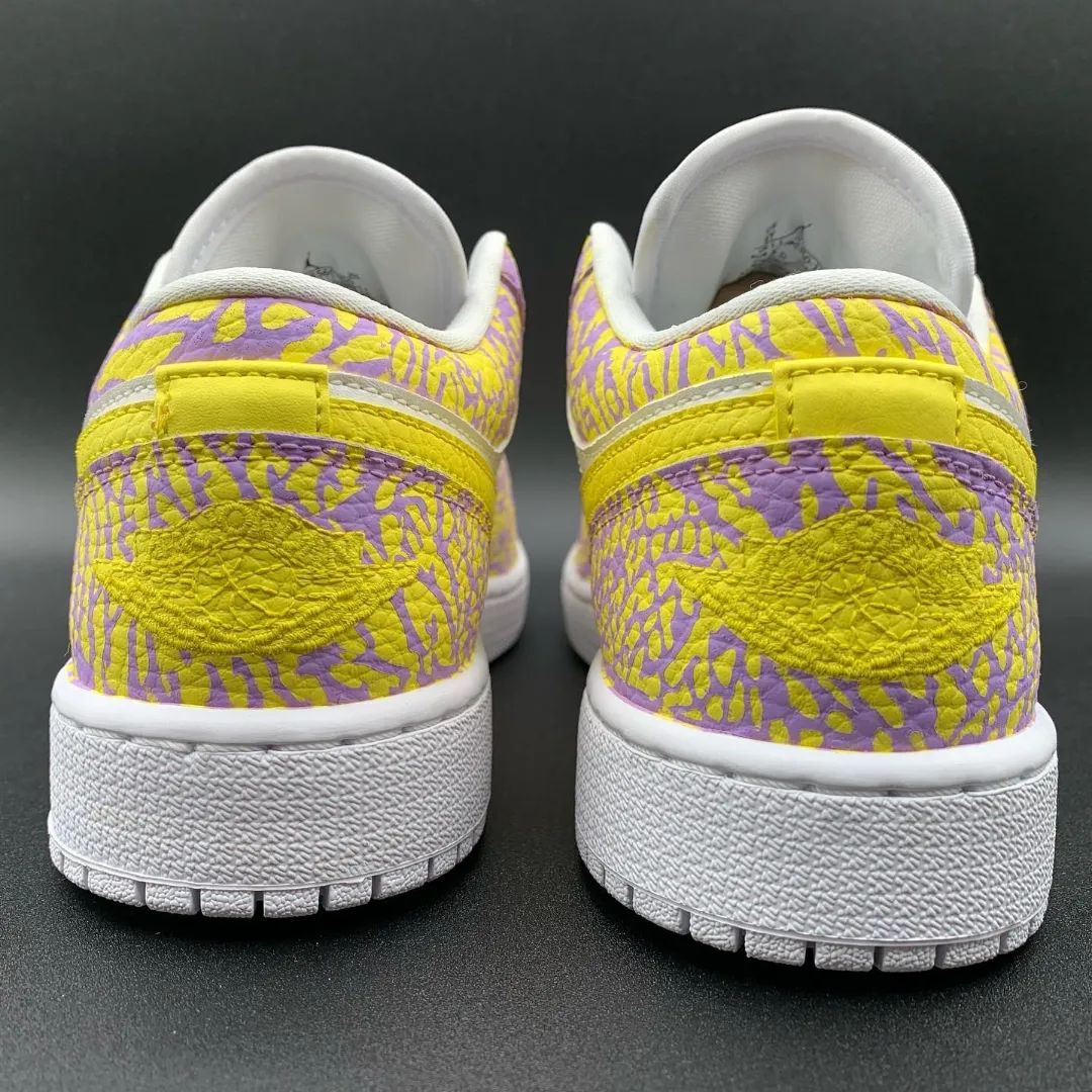 Yellow Purple Net Custom Sneakers Air Jordan 1 Low