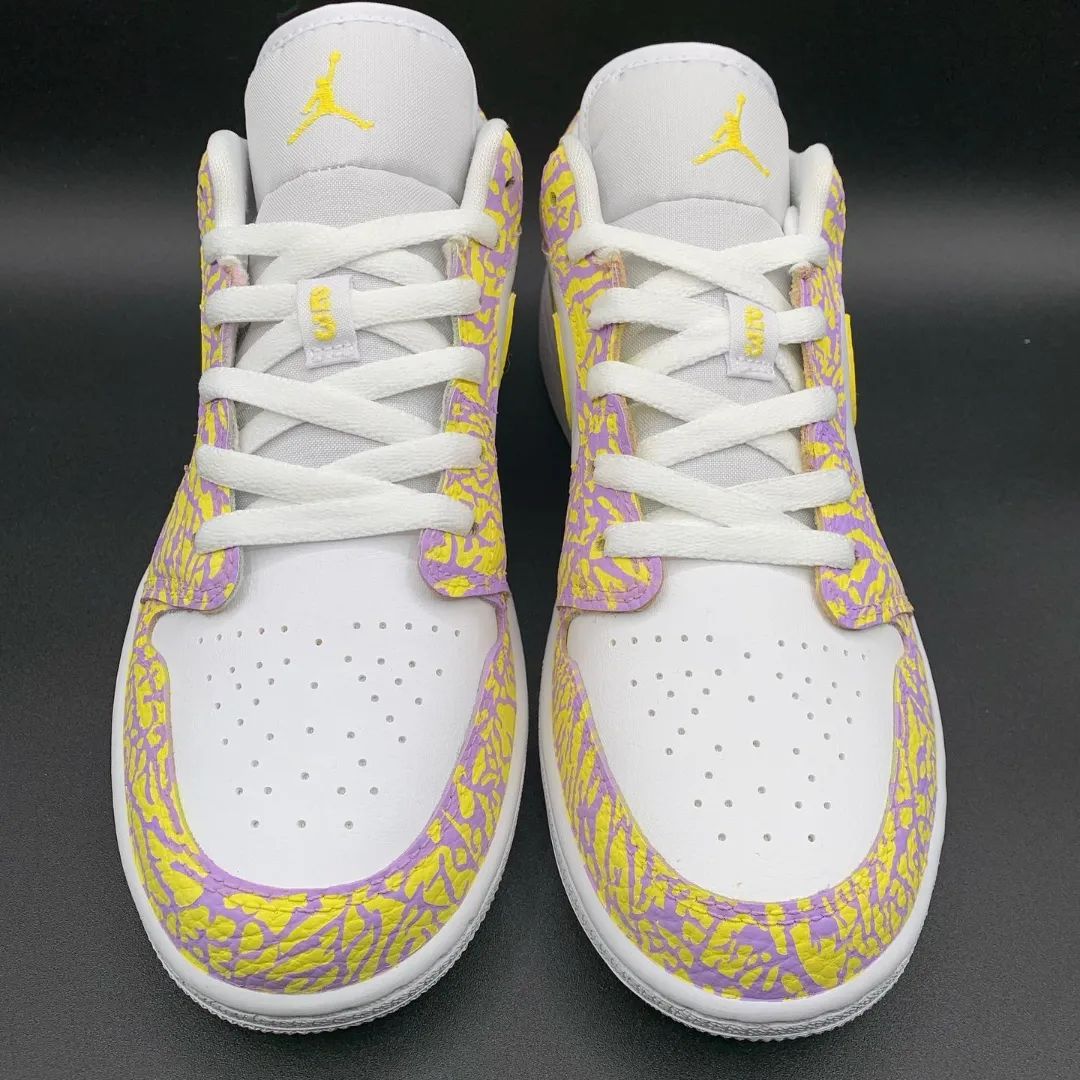 Yellow Purple Net Custom Sneakers Air Jordan 1 Low