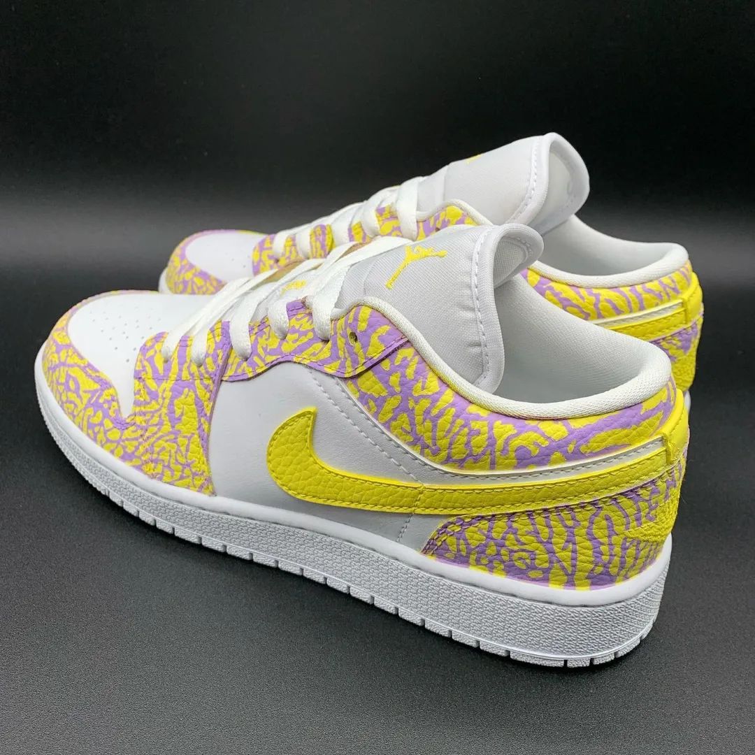 Yellow Purple Net Custom Sneakers Air Jordan 1 Low