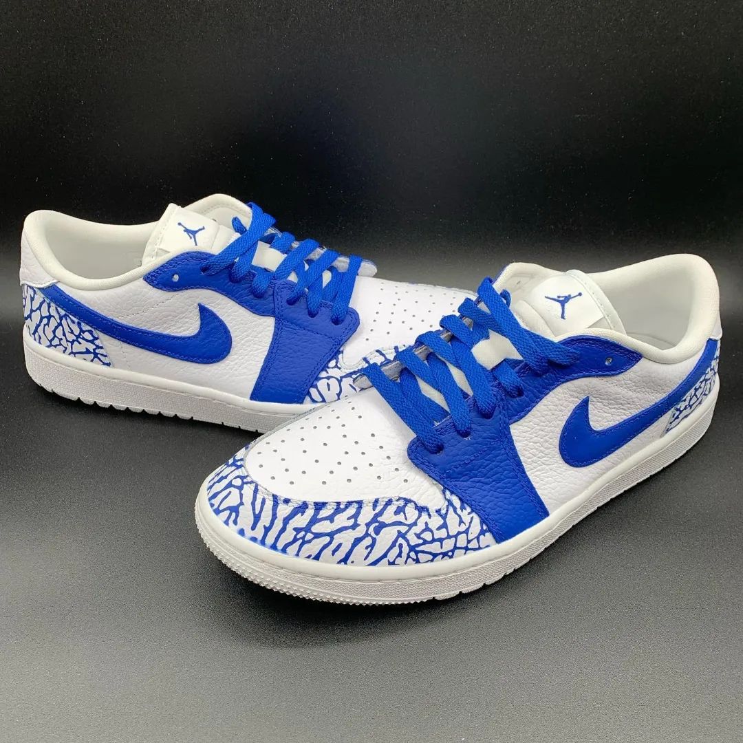 Blue Net Custom Sneakers Air Jordan 1 Low